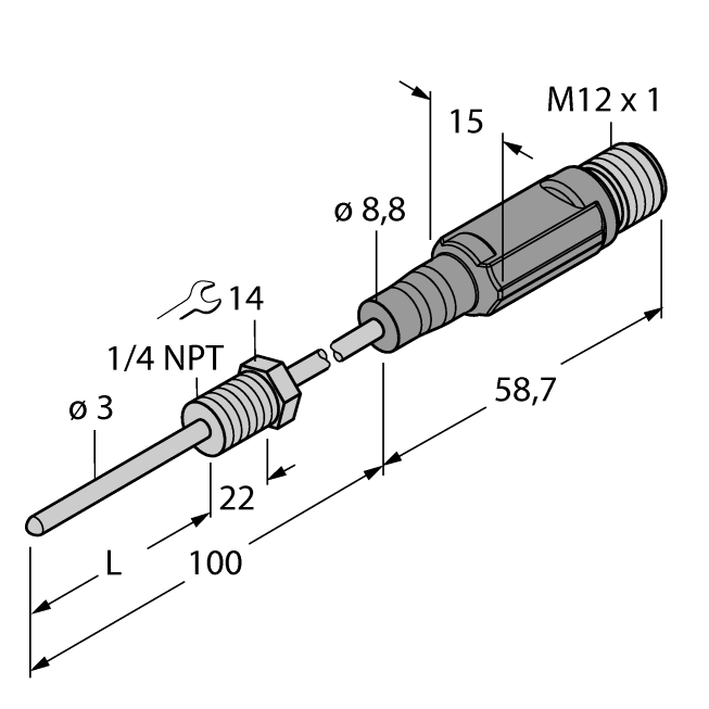 Cảm biến nhiệt độ  TTM-203A-N1/4-LI6-H1140-L100/I30-50/150C